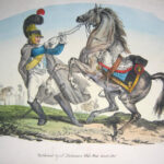 (A French Hussar holding his horse by the riens)