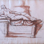 (A lady reclining on a plinth)