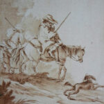 Figures in a landscape with dog