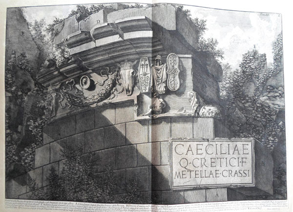 Pl. L. Parte della Facciata del Sepolcro di Cecilia Metella co gli Ornamenti, che in oggi esistono - Giovanni Battista Piranesi Prints