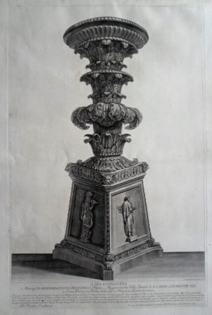 Giovanni Battista Piranesi Prints - Vasi, Candelabri, Cippi, Sarcofagi, Tripodi, Lucerne, Ed Ornamenti Antichi Disegn. Marble Candelabrum Wilton Ely 936