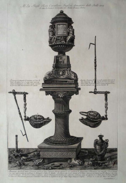 Giovanni Battista Piranesi Prints - Vasi, Candelabri. Funerary monument of Mamertinus and Pattenope found on Via Labicana in 1765. Wilton Ely 959