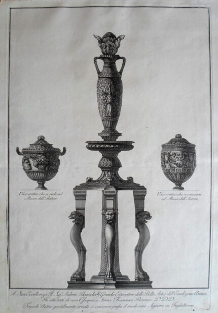 Giovanni Battista Piranesi Prints - Vasi, Candelabri, Cippi, Sarcofagi, Tripodi, Lucerne, Ed Ornamenti Antichi Disegn. Wilton Ely 595a