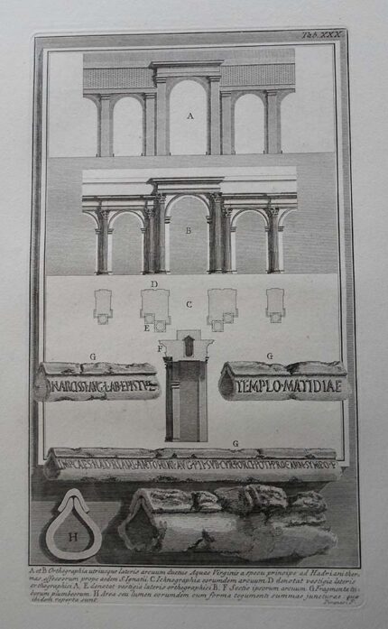 XXX Orthographia utriusque lateralis arcuum ductus Acqua Virginis - Giovanni Battista Piranesi Prints