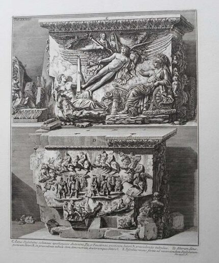 XXXIII Latus Stylobatae columnae apotheoseos Antonini Pii, et Faustinae, posticum lateri A praecedentis tabulae - Giovanni Battista Piranesi Prints