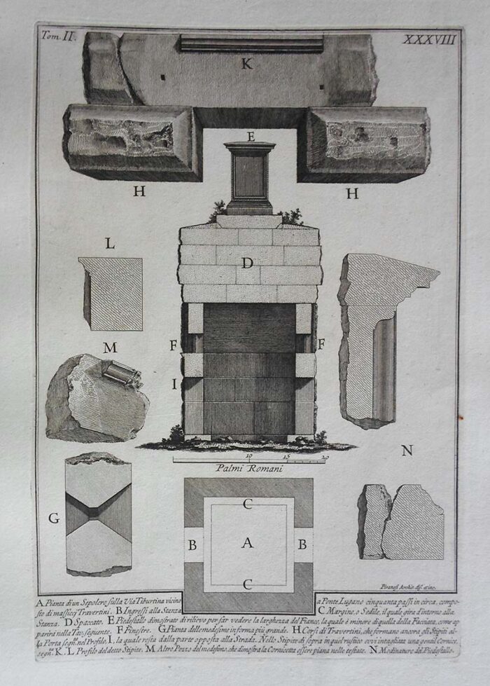 XXXVIII. A. Pianta di un Sepulcro sulla Via Tiburtina vicino a Ponte Lugano - Giovanni Battista Piranesi Prints