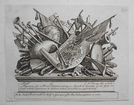 William Hogarth Prints A Stand of Arms, Musical Instruments etc.