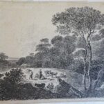 Cattle with figures in a clearing