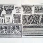 Plate XVII  Various capitals, friezes and ornamental fragments etc. From Collegio Romano, Palazzo farnese, Villa Medici.