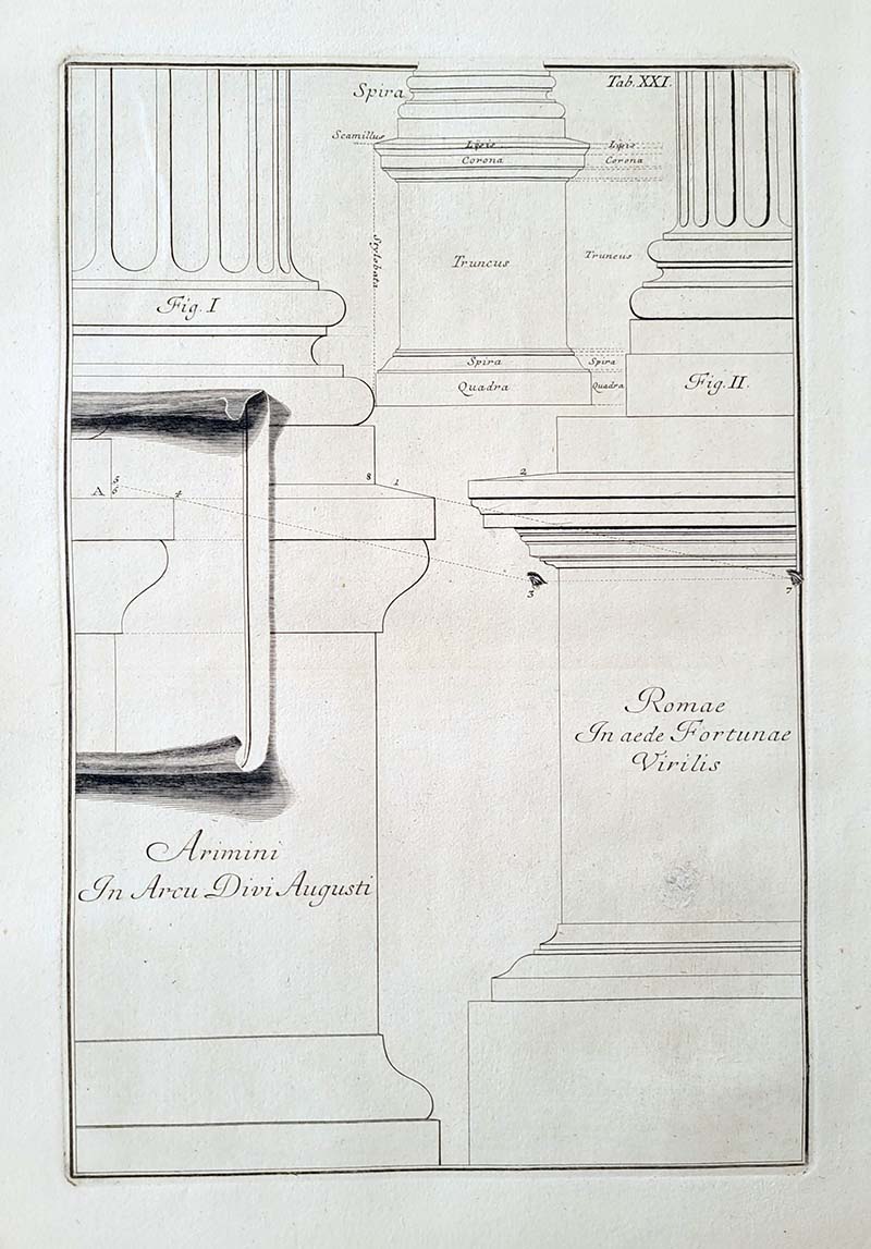 Magnificenza XXI Plate XXI Comparative pedestals from Arch of Augustus, Rimini, and Temple of Fortuna Virilis Rome - Image 1