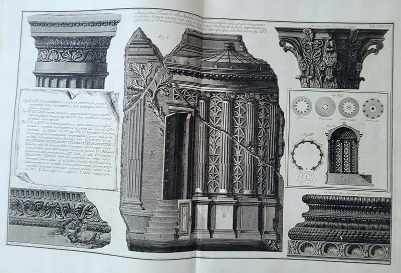 Magnificenza XXXVIII Plate XXXVIII Various architectural details including fragments of the Temple of Vesta, Rome - Image 1